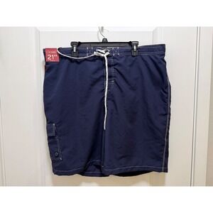 Target Mens Navy Blue Board Shorts Swim Trunks XL Cargo Pocket 21 Inch Outseam
